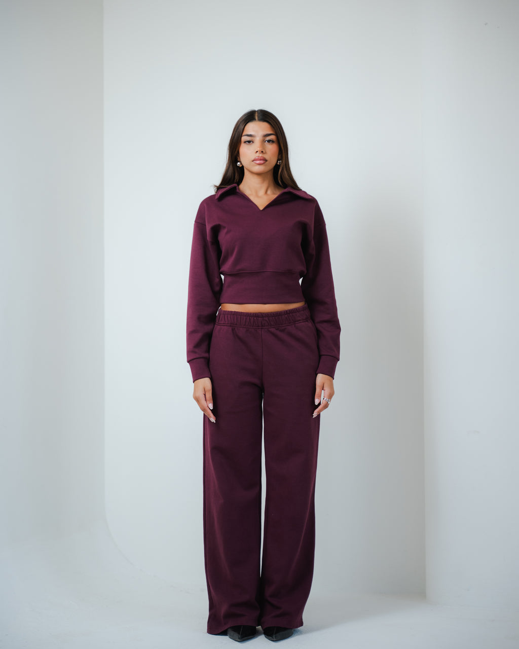 Burgundy Straight Jogger Trousers