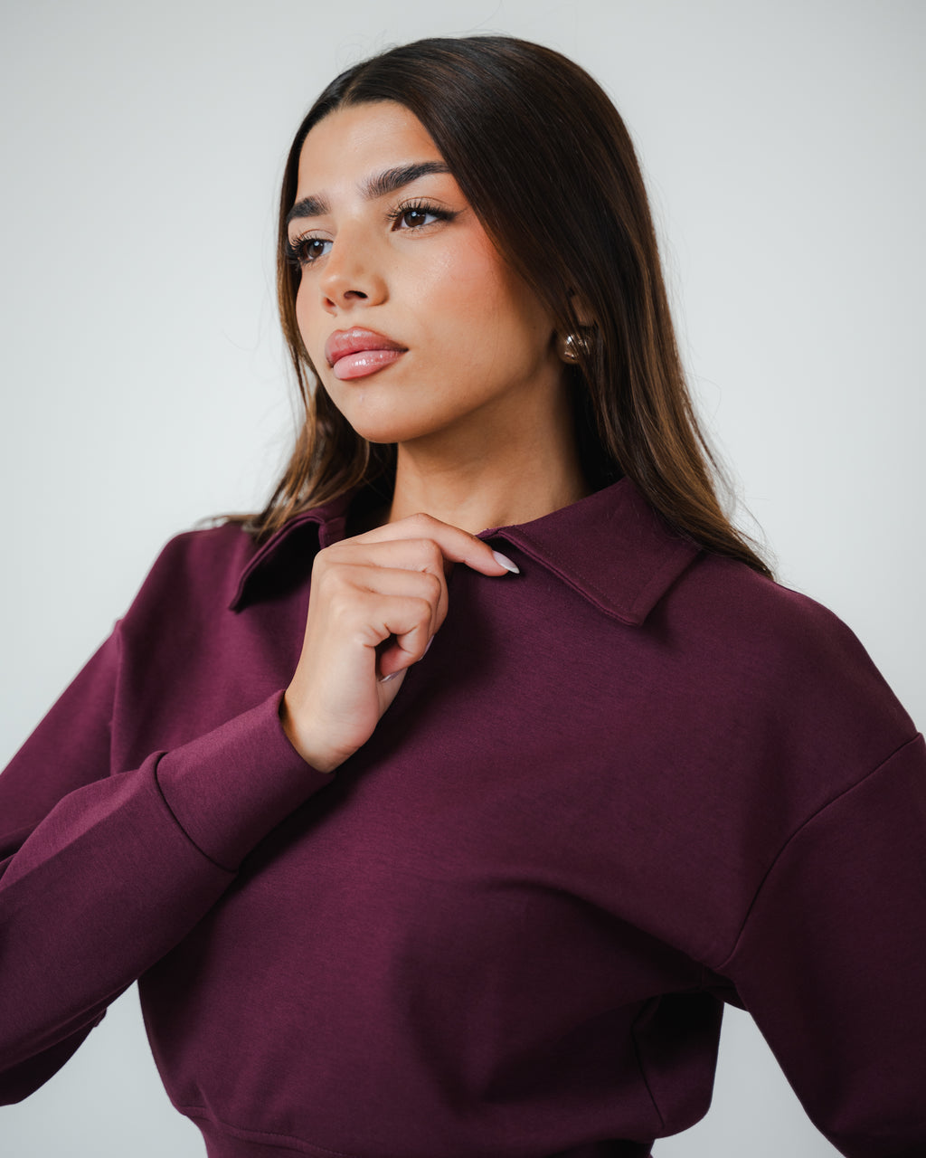 Burgundy Collared Sweatshirt