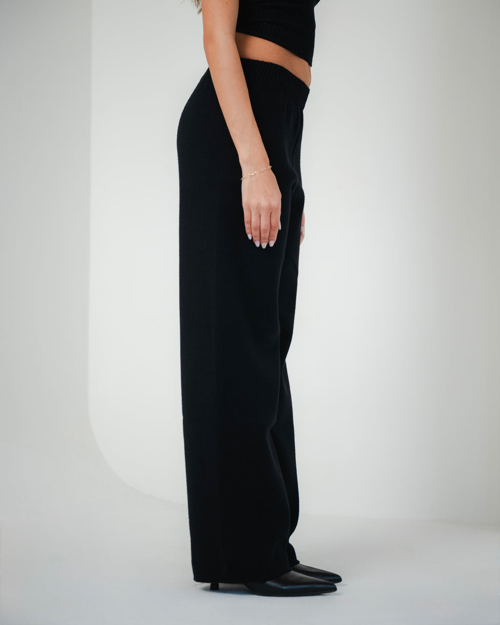Black Straight Knit Pants