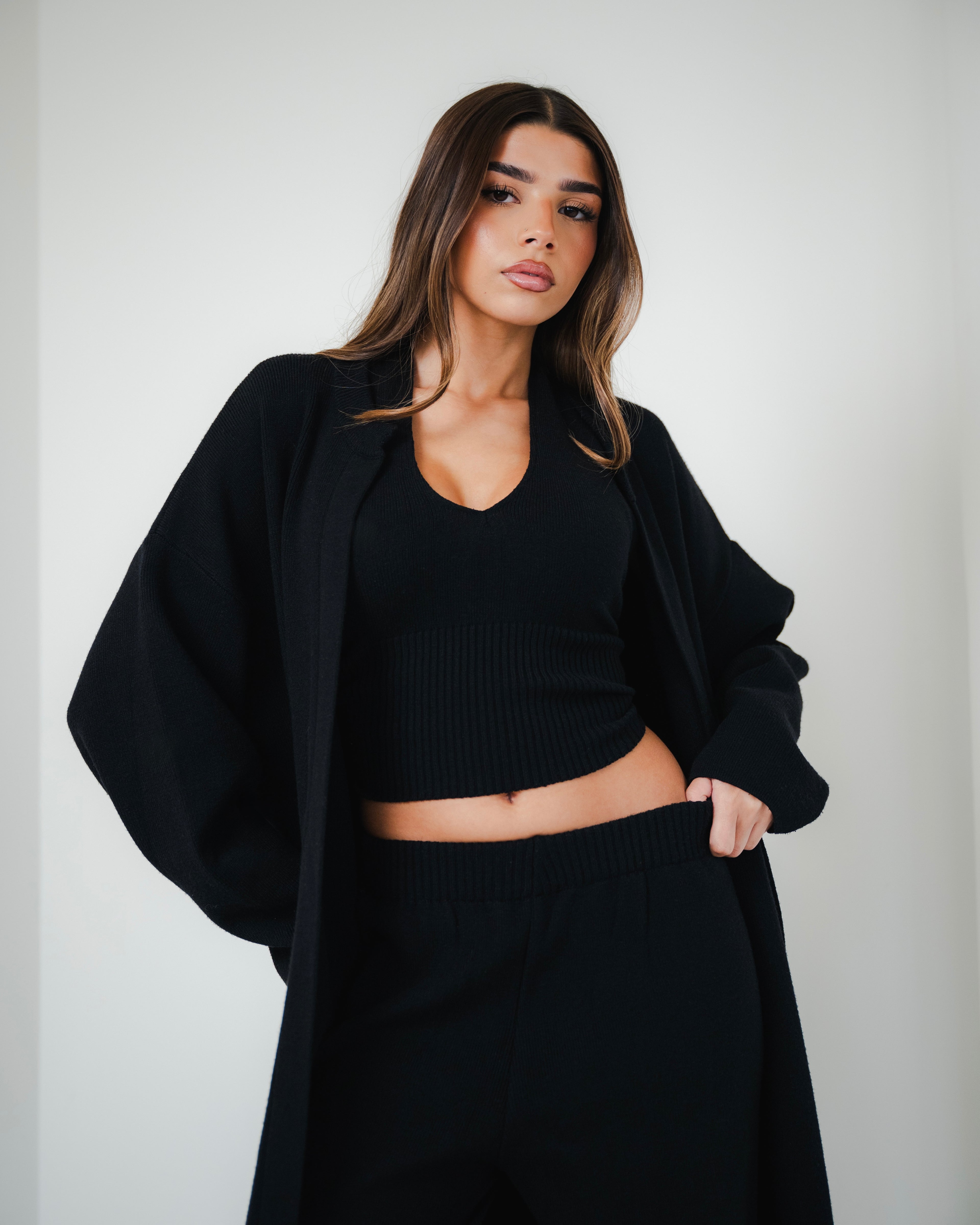 Black Longline Knit Cardigan