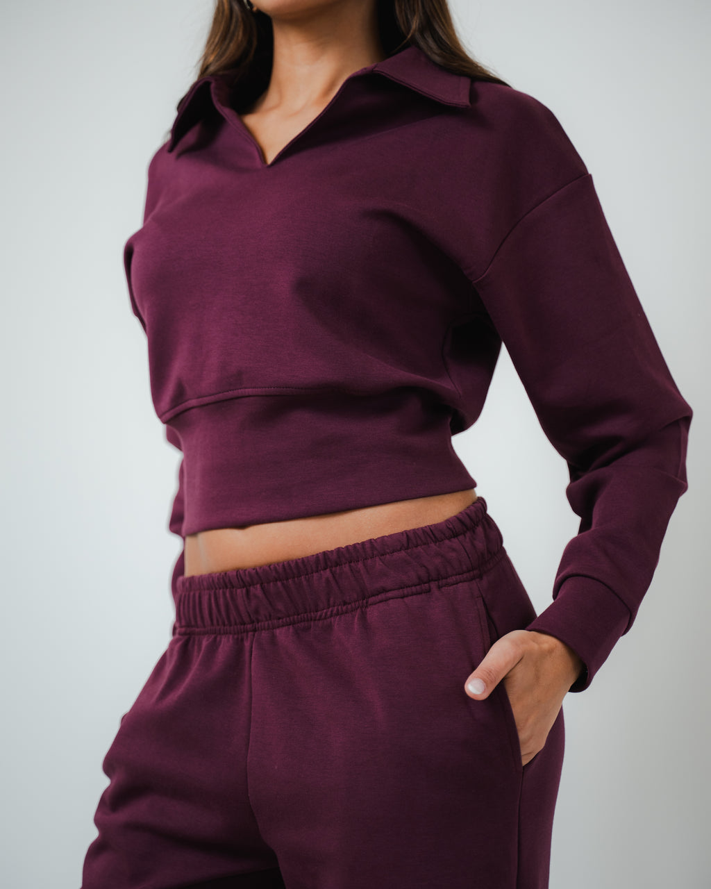 Burgundy Collared Sweatshirt