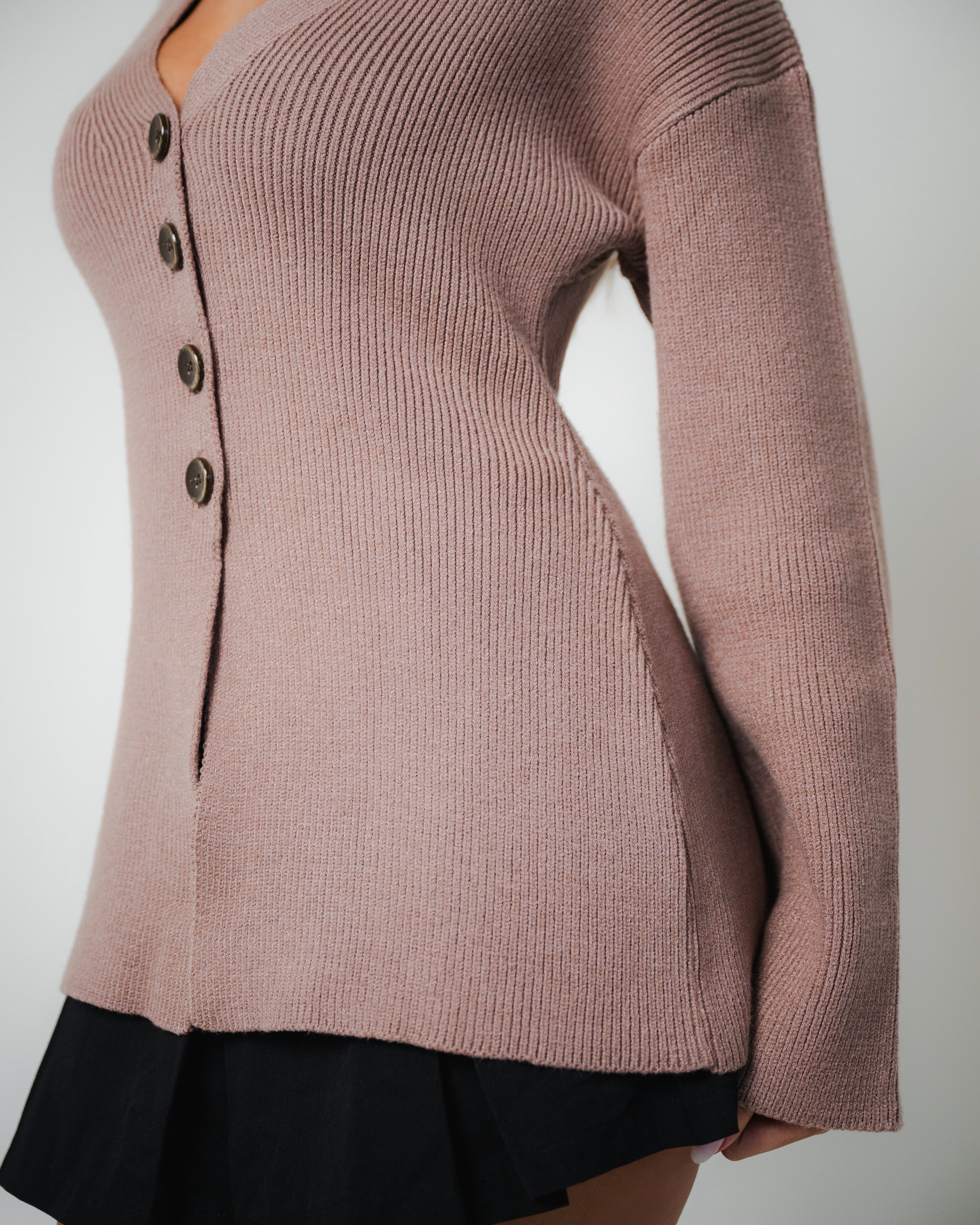 Warm Taupe Hourglass Knit Cardigan