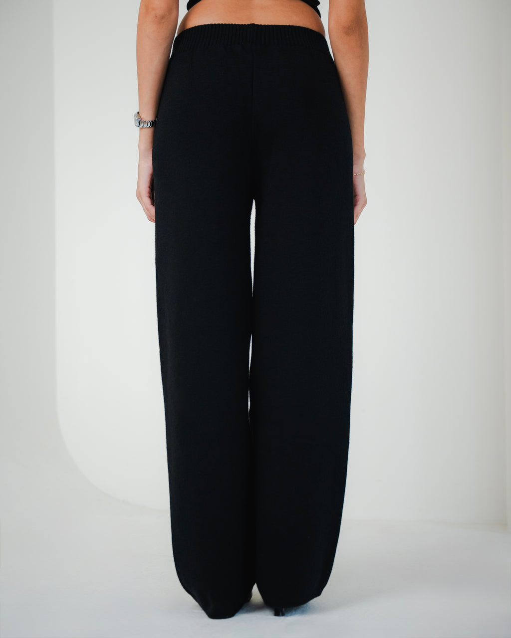 Black Straight Knit Pants