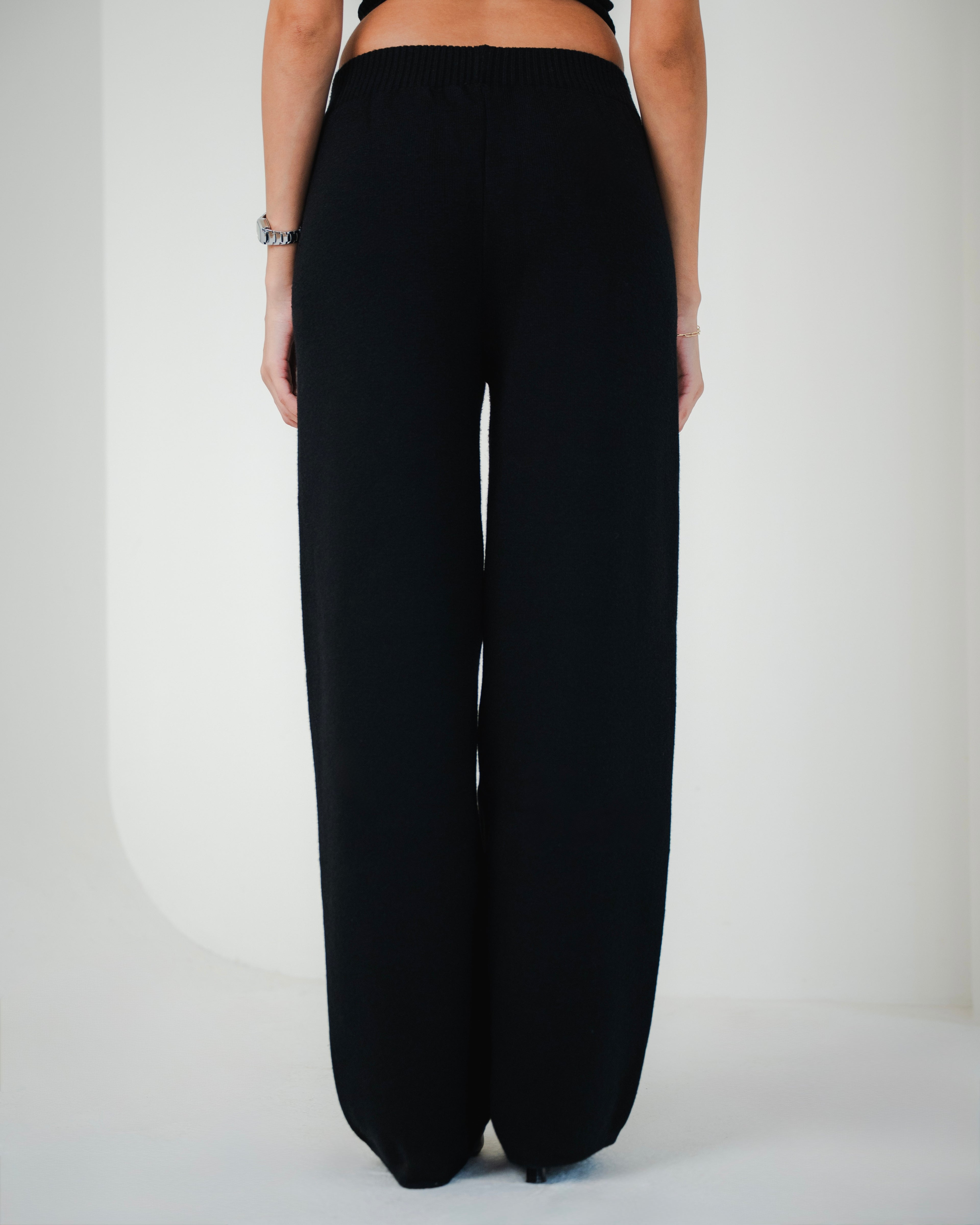 Black Straight Knit Pants