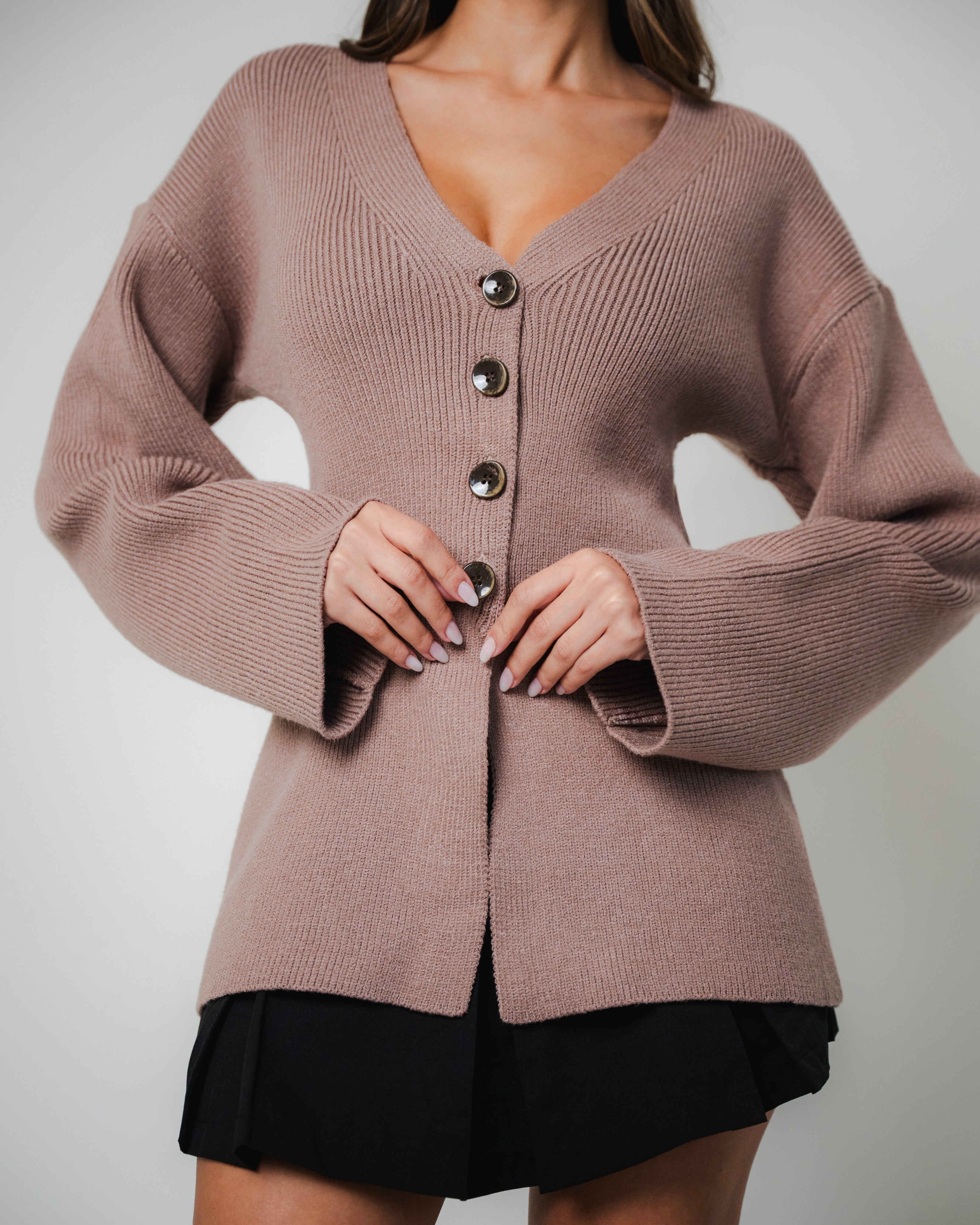 Warm Taupe Hourglass Knit Cardigan