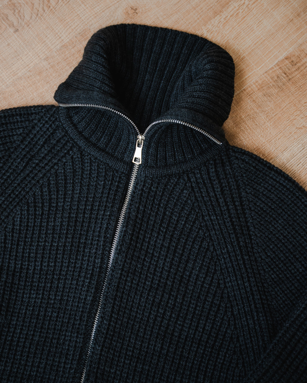 Charcoal Zip-Up Knit Sweater