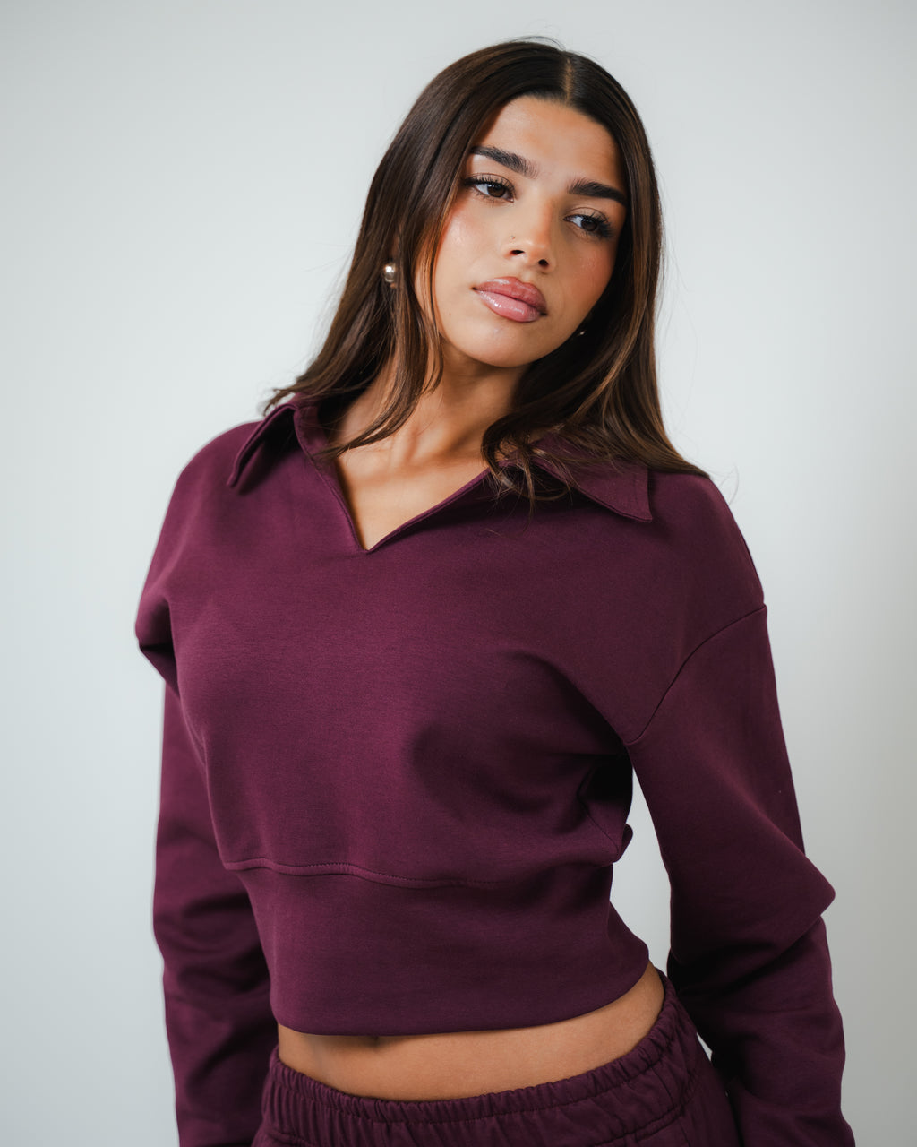 Burgundy Collared Sweatshirt