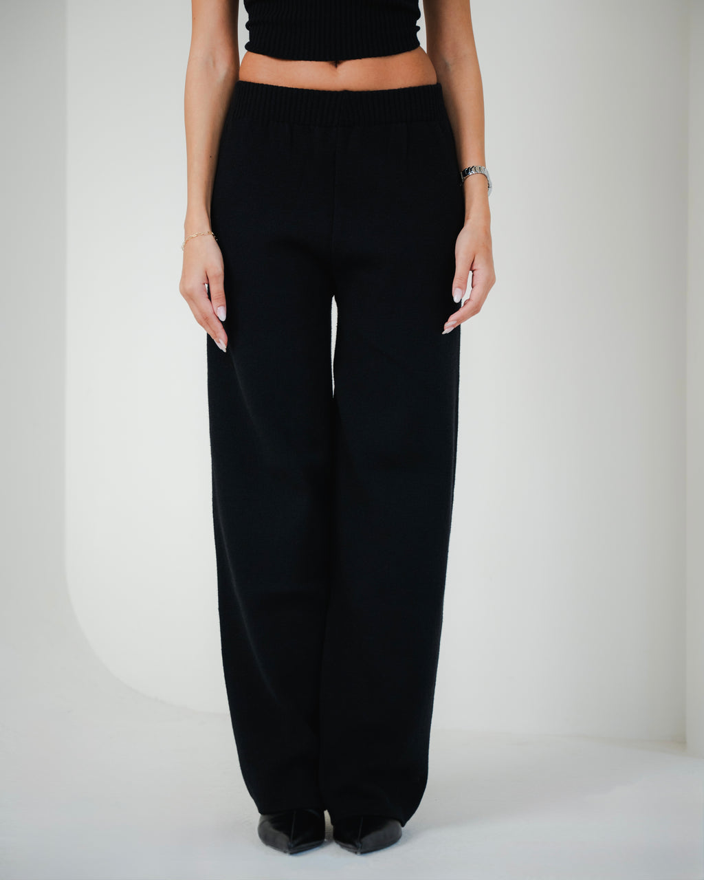 Black Straight Knit Pants