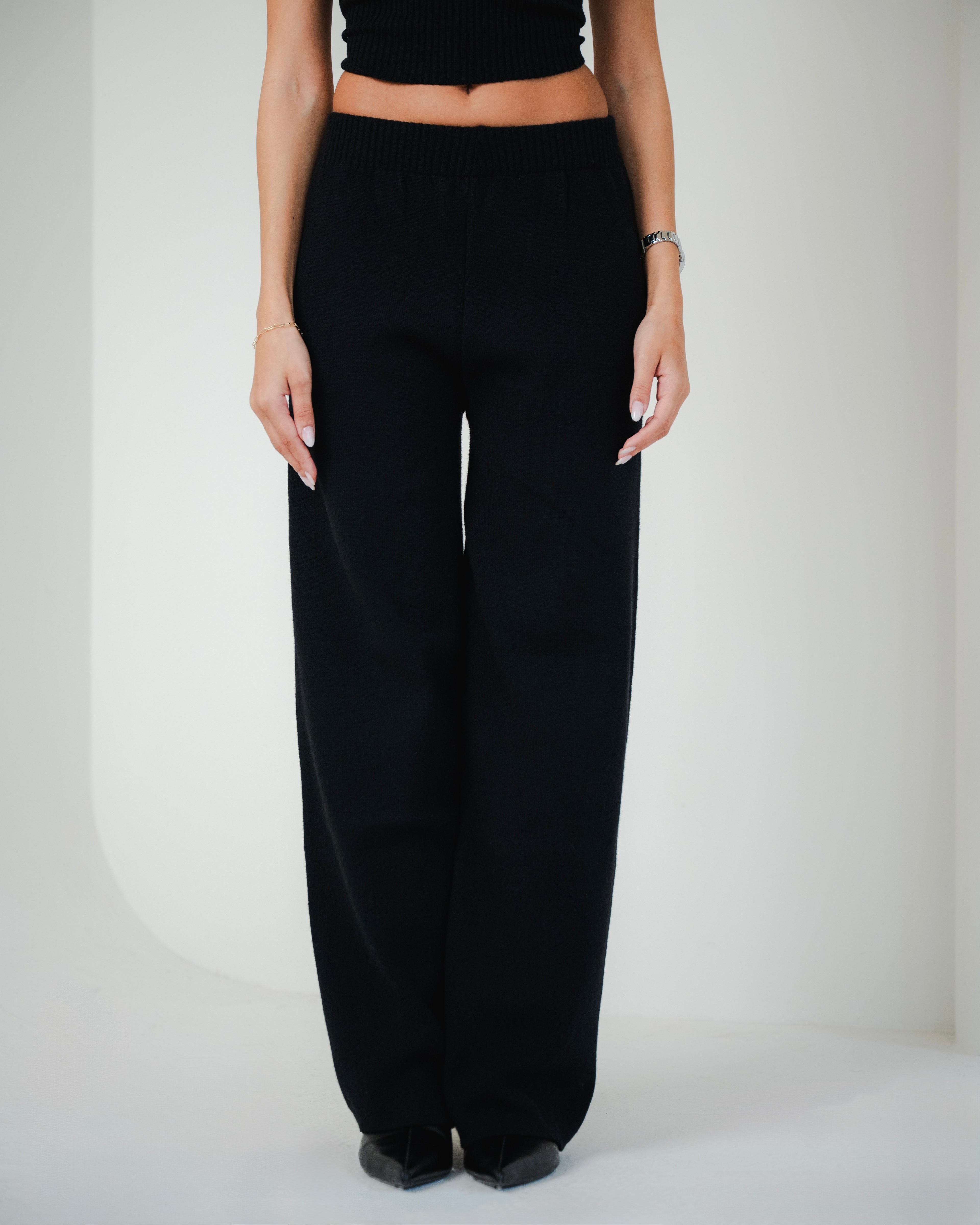 Black Straight Knit Pants
